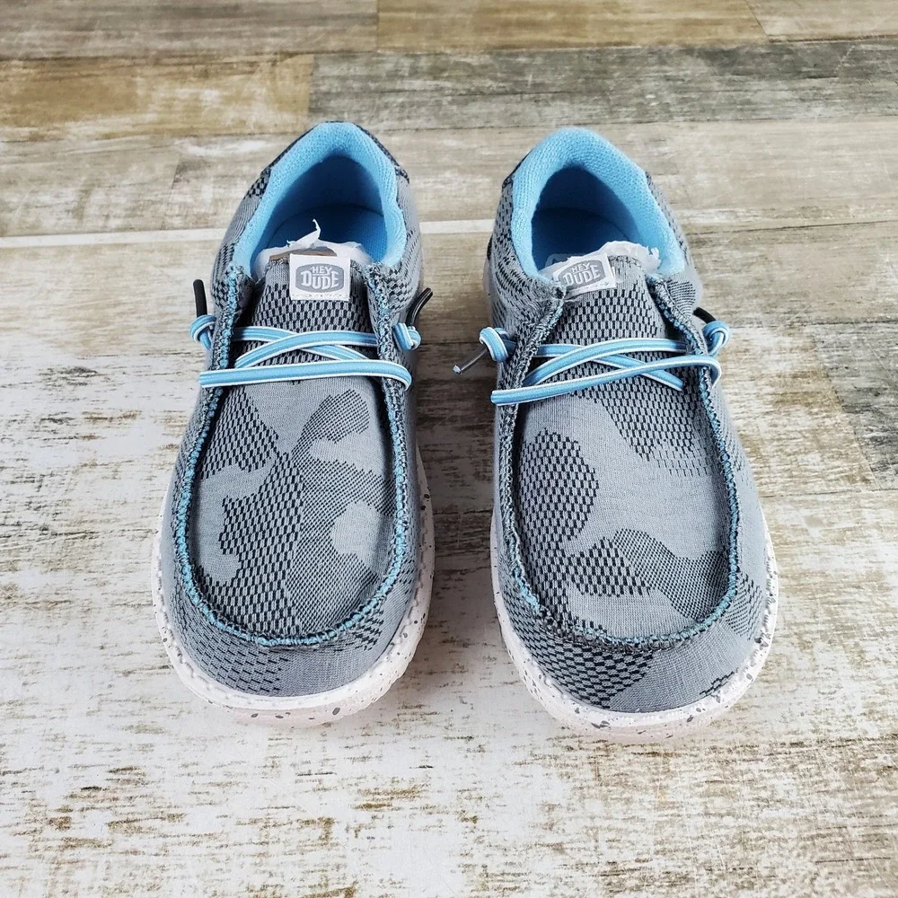 Hey Dude Wally Camo Kids Loafer Shoe Sz 13 C13 Gray Camouflage Comfort Round Toe